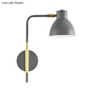 Modern minimalist gray e27 bulb wall sconce bedroom light with gold rod