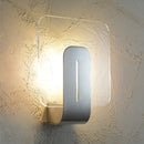 Modern minimalist nickel led bathroom wall sconce with glass shade