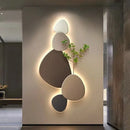 Modern minimalist textured stone green plant mural wall lamp living room