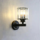 Modern minimalist gold wall lamp with crystal shade for bedroom