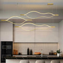 Modern minimalist white & bronze lip shaped chandelier living room