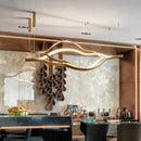 Modern minimalist white & bronze lip shaped chandelier living room