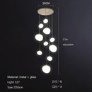 Modern minimalist white cobblestone glass led pendant light stairway