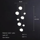 Modern minimalist white cobblestone glass led pendant light stairway