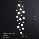 Modern minimalist white cobblestone glass led pendant light stairway