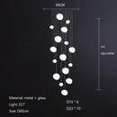 Modern minimalist white cobblestone glass led pendant light stairway