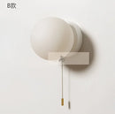 Modern minimalist white frosted glass ball wall light bedroom sconce