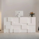 Modern minimalist white geometric living room lockers