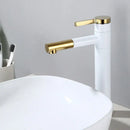 Modern minimalist white & gold black brass bathroom sink faucet
