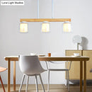 Modern minimalist wood and white glass pendant light dining room