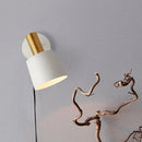 Modern mint green & gold metal drum sconce bedroom wall mounted lamp