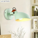 Modern mint green & red adjustable arm sconce light bedroom fixture