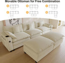 Modern Modular Sectional Sofa with Ottoman and Pillows
