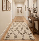 Modern Moroccan Trellis 6x8 Ivory and Brown Natural Farmhouse Wool Hand Woven Rug