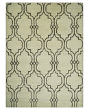Modern Moroccan Trellis 6x8 Ivory and Brown Natural Farmhouse Wool Hand Woven Rug