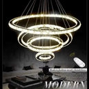 Modern multi tiered chrome crystal rings led chandelier living room
