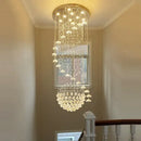 Modern multi tiered crystal hanging loft chandelier staircase light