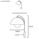 Modern mushroom wall lamp set bedroom brass base type finish
