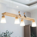 DecorBites™ Modern Natural Wood Rectangle Island Pendant Light