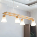 DecorBites™ Modern Natural Wood Rectangle Island Pendant Light