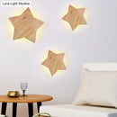 Modern natural wood star wall lamp living room sconce