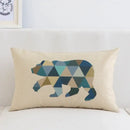 Modern navy & beige geometric elk pillow cover 30x50cm living room