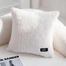Modern neutral geometric texture plush cushion cover living room