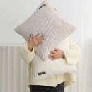 Modern neutral geometric texture plush cushion cover living room