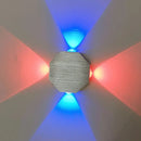 Modern nickel finish octagonal wall sconce with red & blue led light