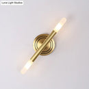 Modern nordic brass finish wall sconce bedroom slim tube lamp