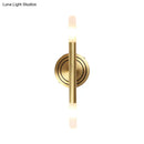 Modern nordic brass finish wall sconce bedroom slim tube lamp