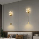 Modern nordic gold led wall light bedroom circular sconce