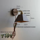 Modern nordic gray and walnut led wall sconce bedroom light fixture