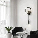 Modern nordic led wall lamp bedroom sconce in black & gold