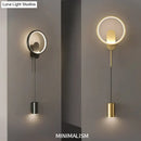 Modern nordic led wall lamp bedroom sconce in black & gold