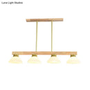 Modern nordic linear wood hanging light dining room gold & black