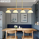 Modern nordic linear wood hanging light dining room gold & black