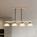 Modern nordic linear wood hanging light dining room gold & black