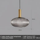 Modern nordic ribbed glass led pendant lights for dining room