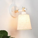 Modern nordic wood wall lamp with horn shade – bedroom sconce