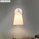 Modern nordic wood wall lamp with horn shade – bedroom sconce