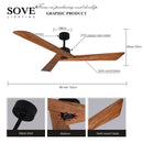 Modern off white 60" wood ceiling fan living room remote control