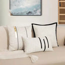 Modern off-white and gold black stripe jaquard cushion cover living room