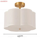 Modern off white textured fabric copper acrylic ceiling light bedroom