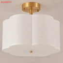 Modern off white textured fabric copper acrylic ceiling light bedroom