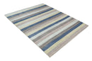 Modern Stripes Design 8x10 Hand Made Multicolor Blended Wool Area Rug