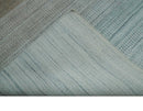 Modern Ombre 8x10 Hand Made Silver, Blue, Gold and Beige Scandinavian Blended Wool Flatwoven Area Rug | KE13