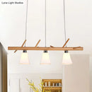 Modern opal glass island lighting in natural wood for dining room
