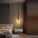 Modern opal glass ring marble chandelier living room pendant light