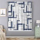 Modern orange and white geometric grid printed curtain set bedroom